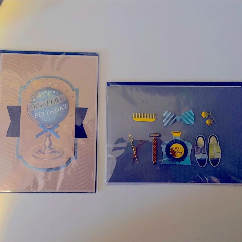 Birthday cards, Men’s (Male) Boy 3D Handmade, Burgoyne Cards, Set of 2, Travel